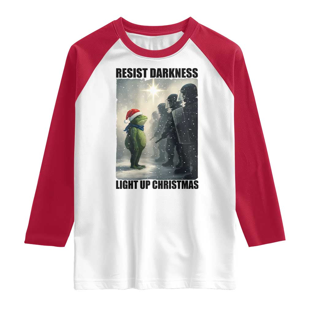 Frogs Resist Christmas Raglan Shirt Funny Portland Protest ICE Activist Meme - Wonder Print Shop