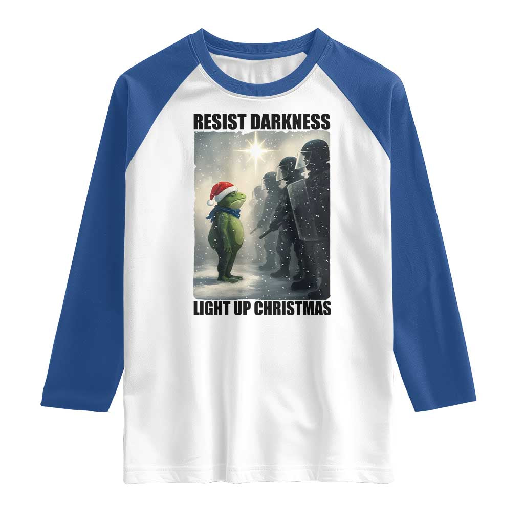 Frogs Resist Christmas Raglan Shirt Funny Portland Protest ICE Activist Meme - Wonder Print Shop