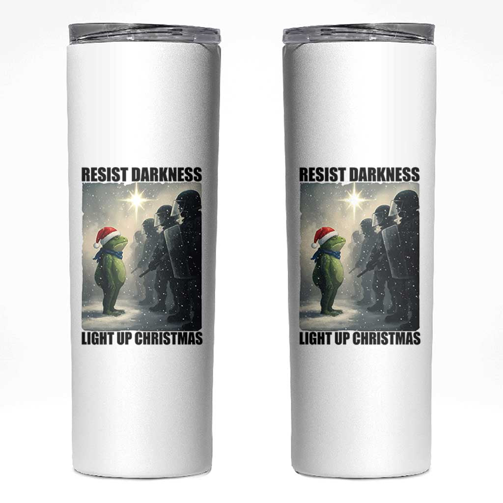 Frogs Resist Christmas Skinny Tumbler Funny Portland Protest ICE Activist Meme - Wonder Print Shop