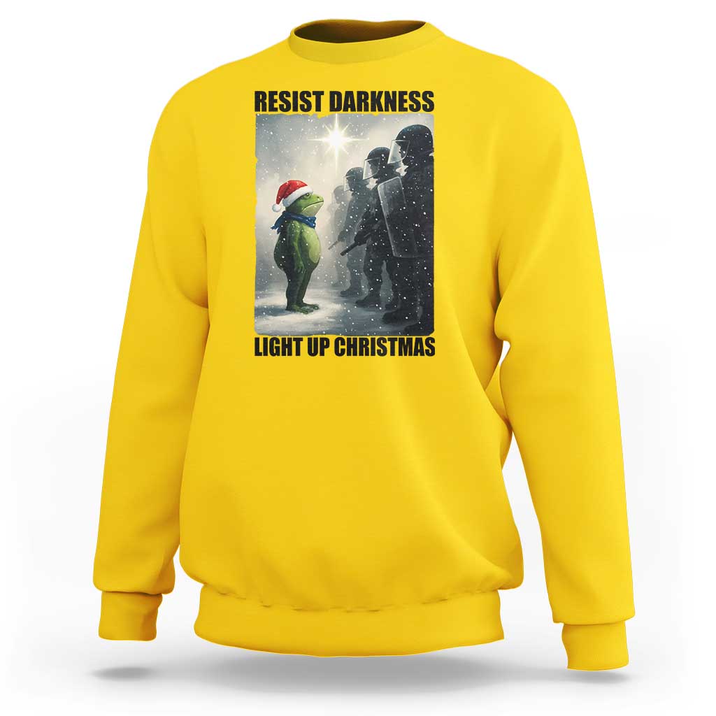 Frogs Resist Christmas Sweatshirt Funny Portland Protest ICE Activist Meme - Wonder Print Shop