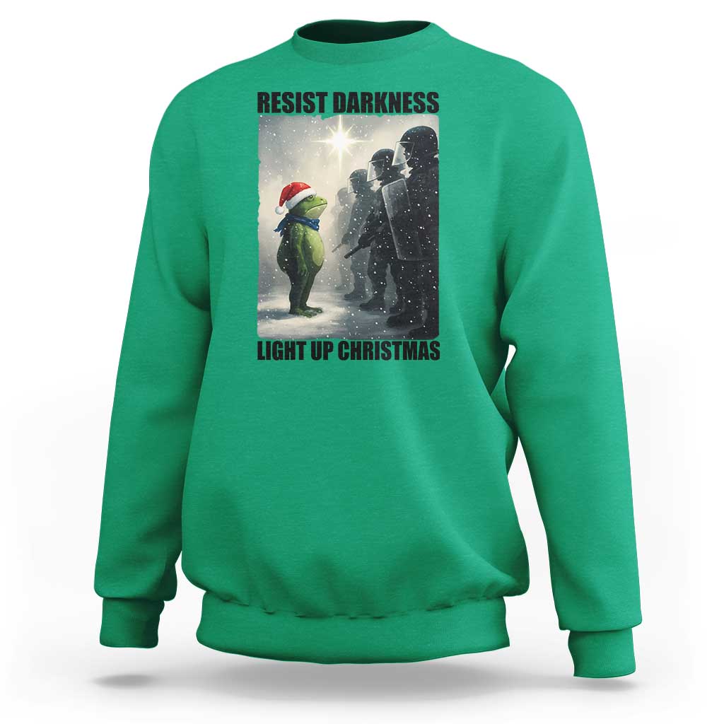 Frogs Resist Christmas Sweatshirt Funny Portland Protest ICE Activist Meme - Wonder Print Shop