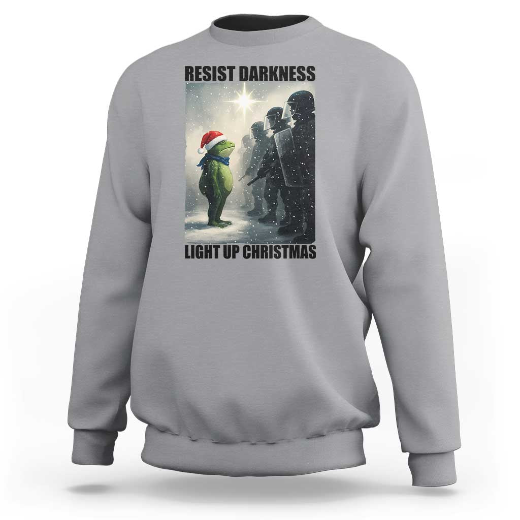 Frogs Resist Christmas Sweatshirt Funny Portland Protest ICE Activist Meme - Wonder Print Shop