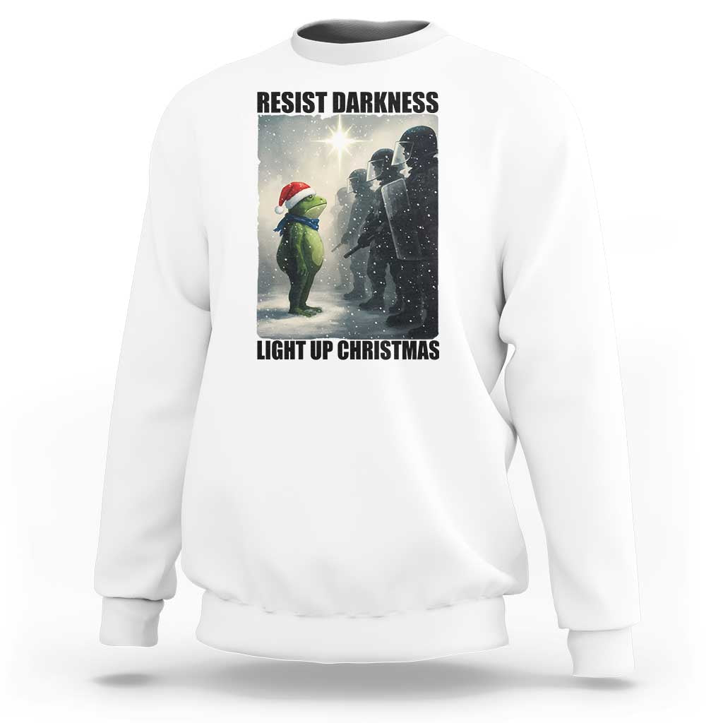 Frogs Resist Christmas Sweatshirt Funny Portland Protest ICE Activist Meme - Wonder Print Shop
