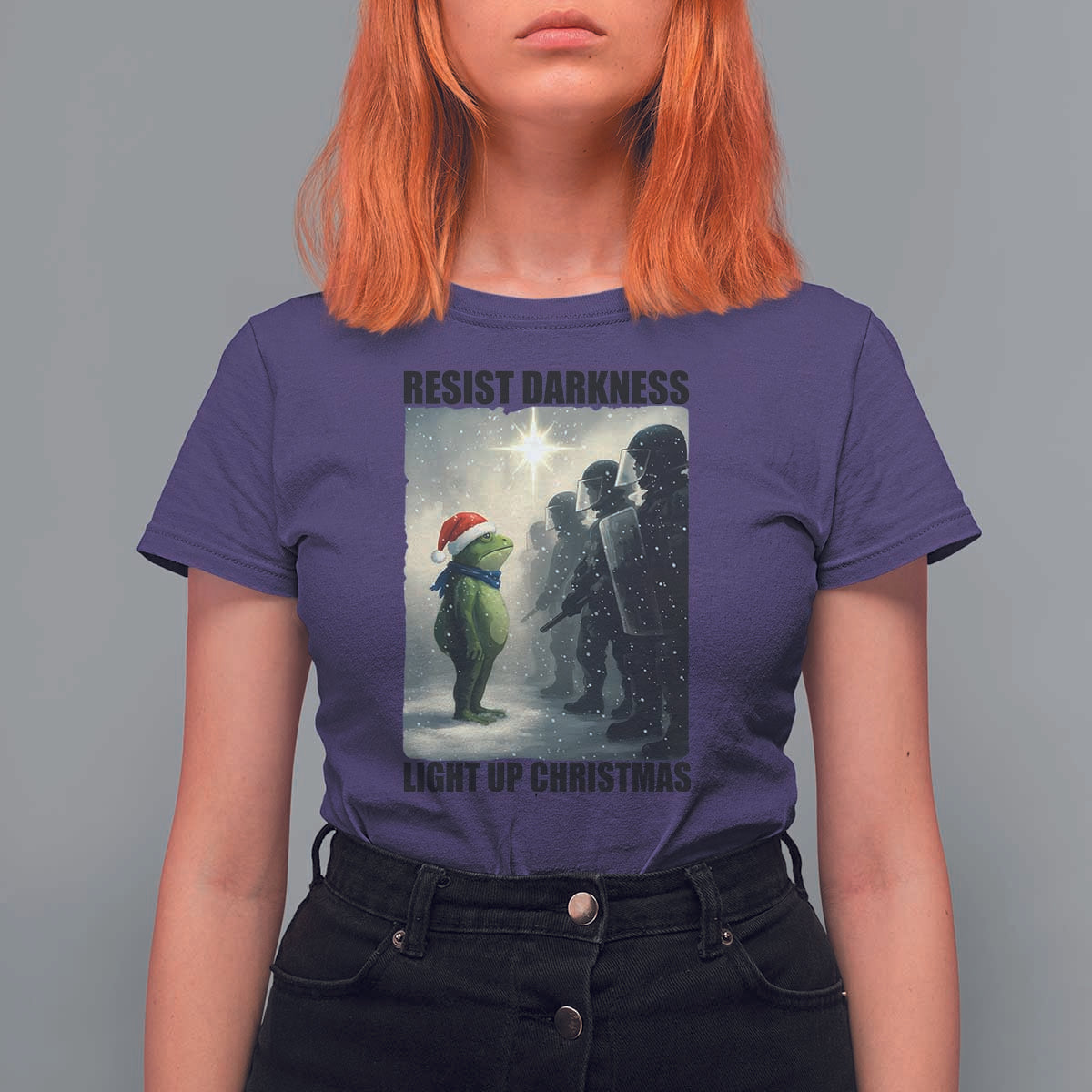 Frogs Resist Christmas T Shirt For Women Funny Portland Protest ICE Activist Meme - Wonder Print Shop