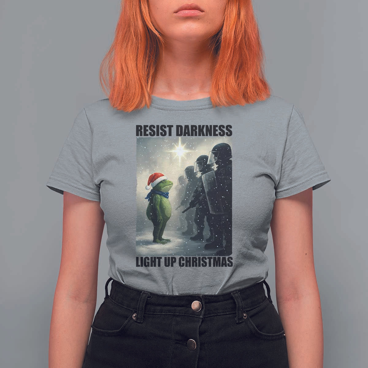 Frogs Resist Christmas T Shirt For Women Funny Portland Protest ICE Activist Meme - Wonder Print Shop