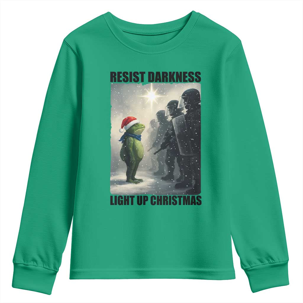 Frogs Resist Christmas Youth Sweatshirt Funny Portland Protest ICE Activist Meme - Wonder Print Shop