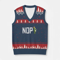Frogs Resist V-Neck Knit Sweater Vest No Kings In America Political 2025 - Wonder Print Shop