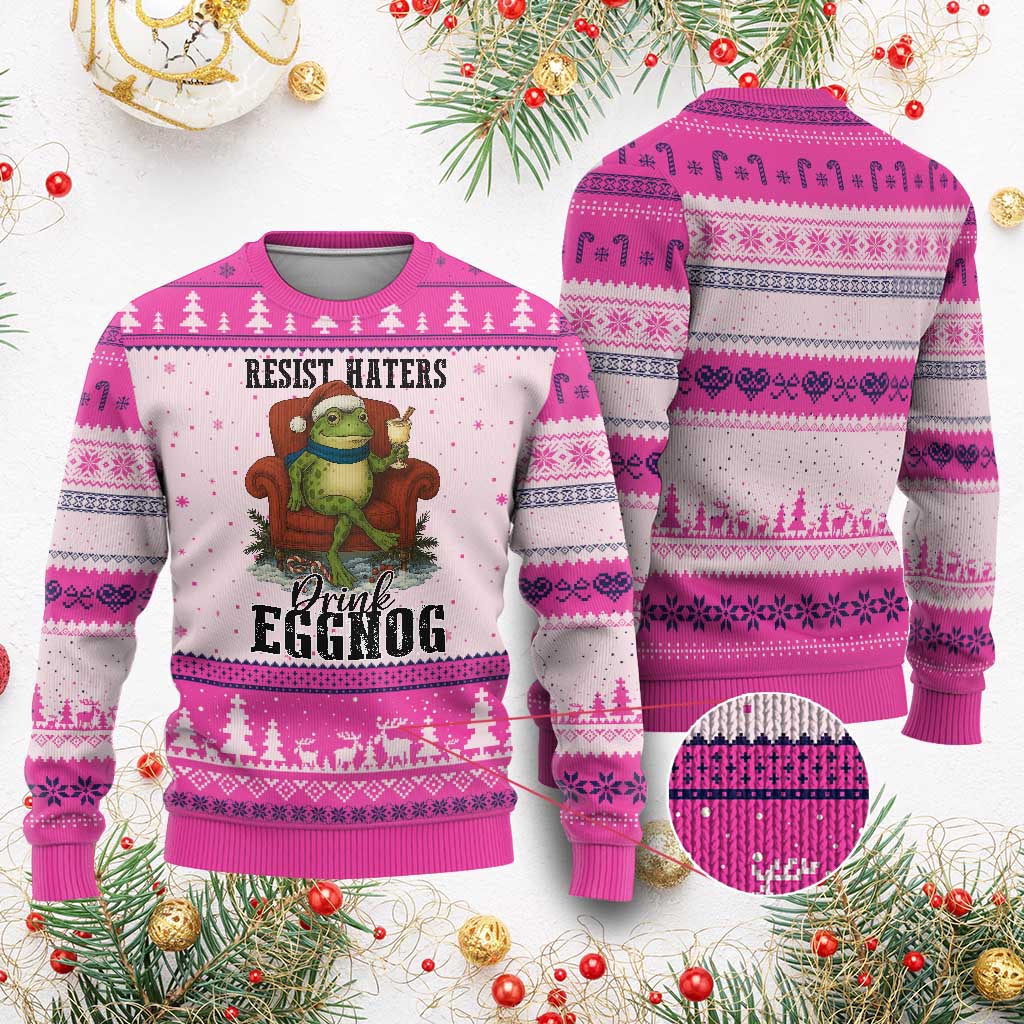 Frogs Resist Xmas Ugly Christmas Sweater Portland Frog Activist America Political 2025 - Wonder Print Shop