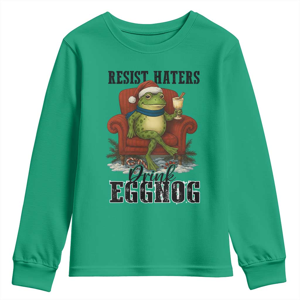 Frogs Resist Christmas Youth Sweatshirt Portland Frog Activist America Political 2025 - Wonder Print Shop