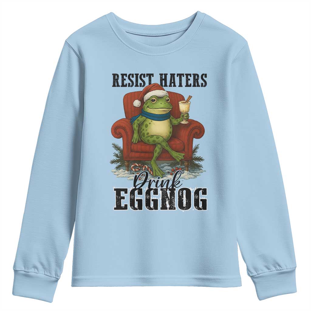 Frogs Resist Christmas Youth Sweatshirt Portland Frog Activist America Political 2025 - Wonder Print Shop