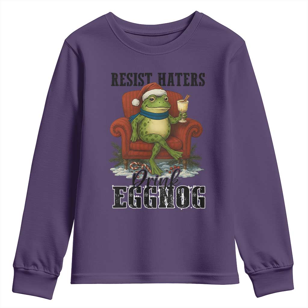Frogs Resist Christmas Youth Sweatshirt Portland Frog Activist America Political 2025 - Wonder Print Shop