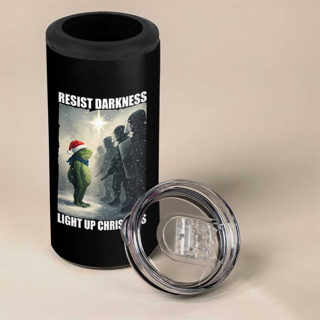Resist Frog Christmas 4 in 1 Can Cooler Tumbler Funny Portland Protest ICE Activist Meme - Wonder Print Shop