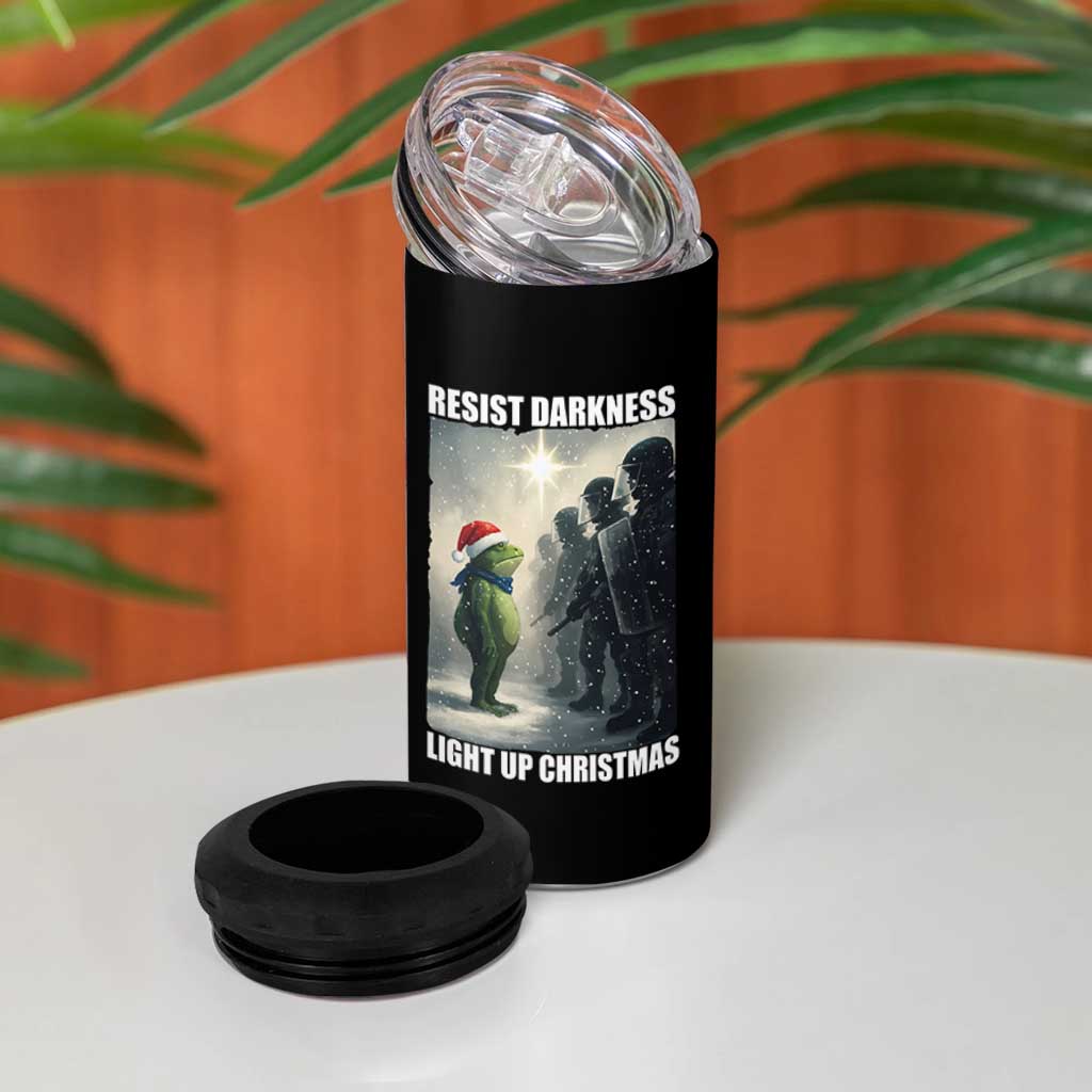 Resist Frog Christmas 4 in 1 Can Cooler Tumbler Funny Portland Protest ICE Activist Meme - Wonder Print Shop