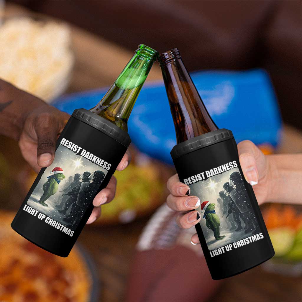 Resist Frog Christmas 4 in 1 Can Cooler Tumbler Funny Portland Protest ICE Activist Meme - Wonder Print Shop