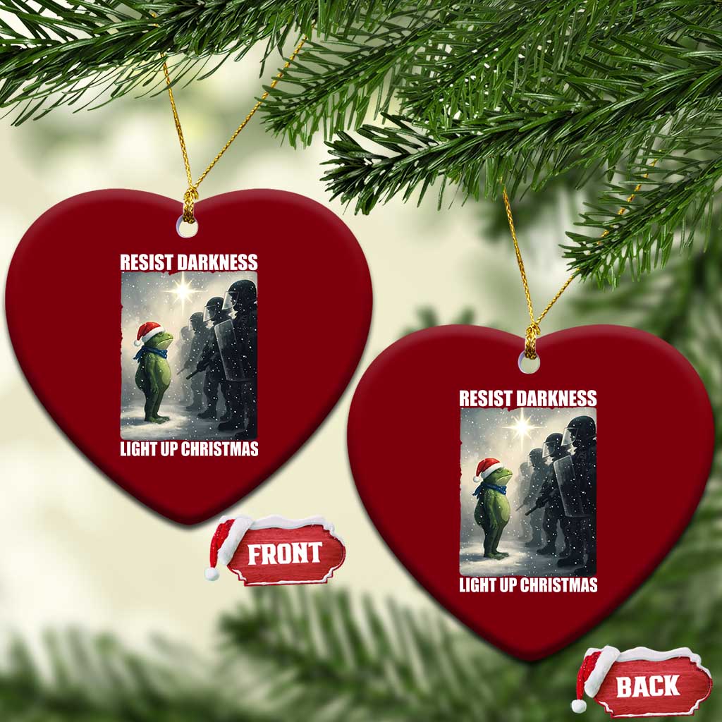 Resist Frog Xmas Ceramic Ornament Funny Portland Protest ICE Activist Meme - Wonder Print Shop