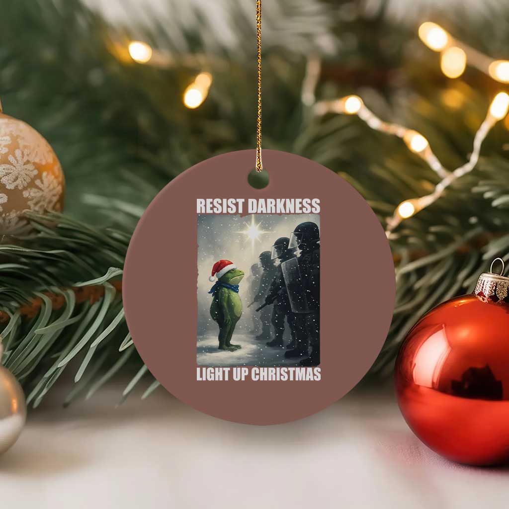 Resist Frog Xmas Ceramic Ornament Funny Portland Protest ICE Activist Meme - Wonder Print Shop