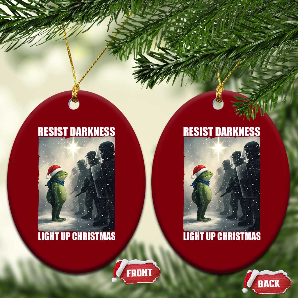 Resist Frog Xmas Ceramic Ornament Funny Portland Protest ICE Activist Meme - Wonder Print Shop