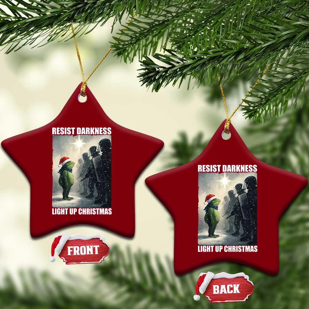 Resist Frog Xmas Ceramic Ornament Funny Portland Protest ICE Activist Meme - Wonder Print Shop
