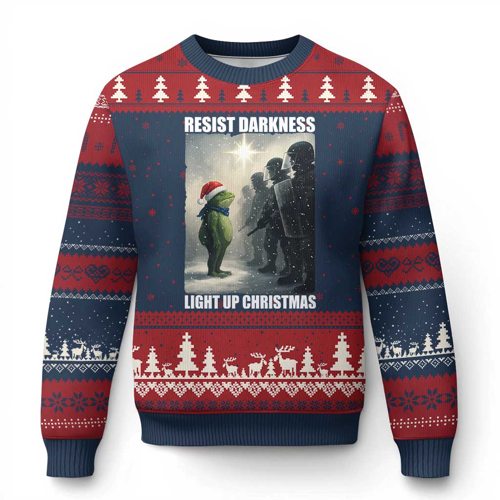 Resist Frog Xmas Ugly Christmas Sweater Funny Portland Protest ICE Activist Meme - Wonder Print Shop