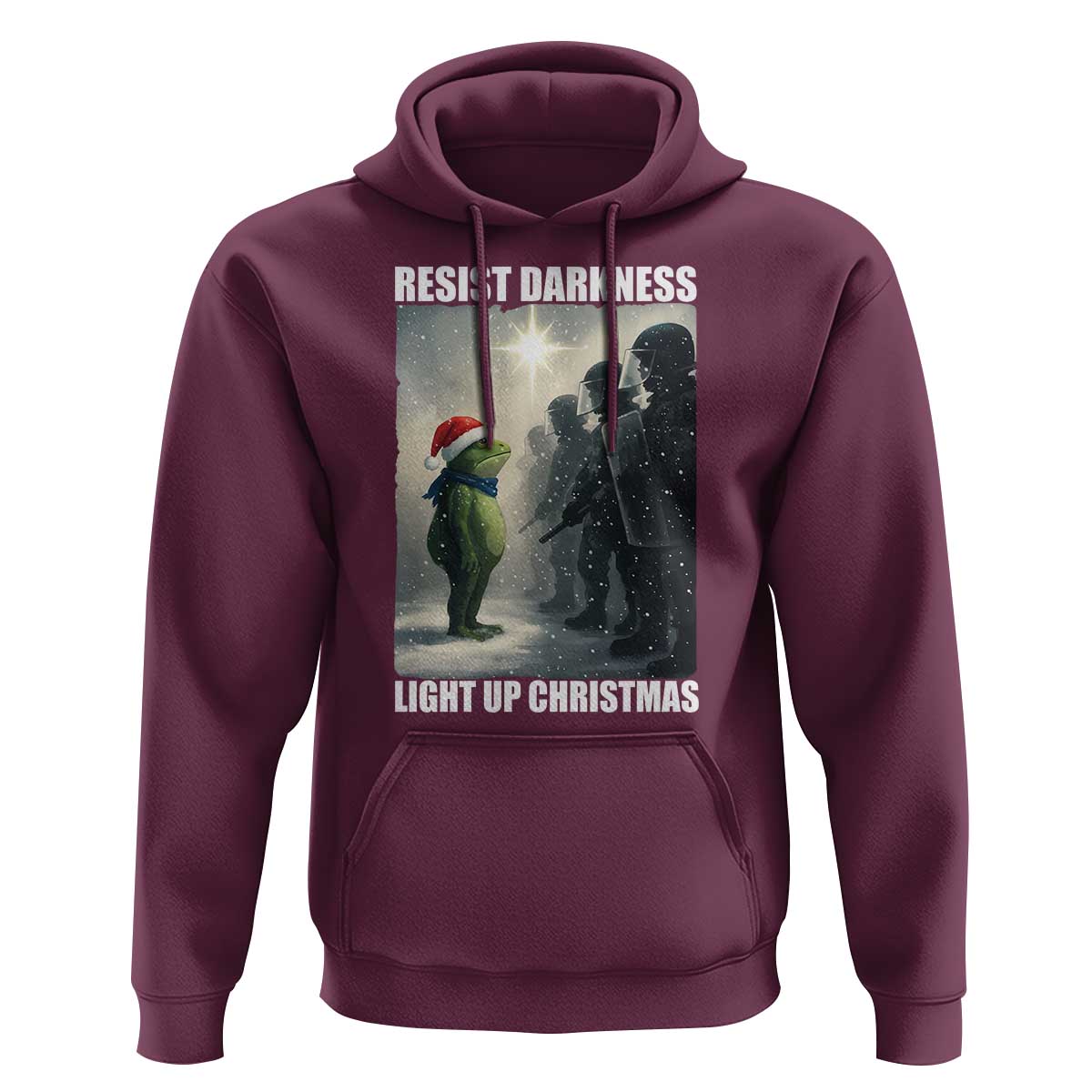 Resist Frog Christmas Hoodie Funny Portland Protest ICE Activist Meme - Wonder Print Shop