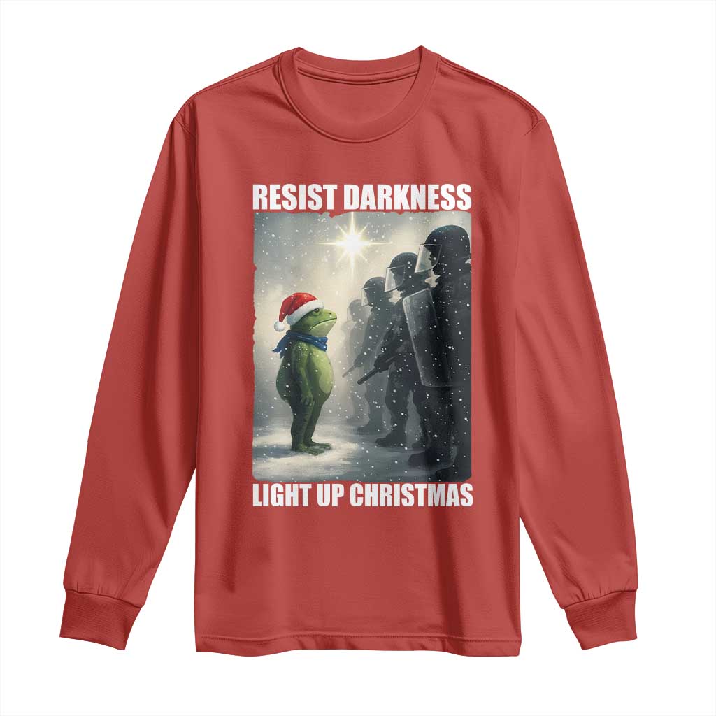Resist Frog Christmas Long Sleeve Shirt Funny Portland Protest ICE Activist Meme - Wonder Print Shop
