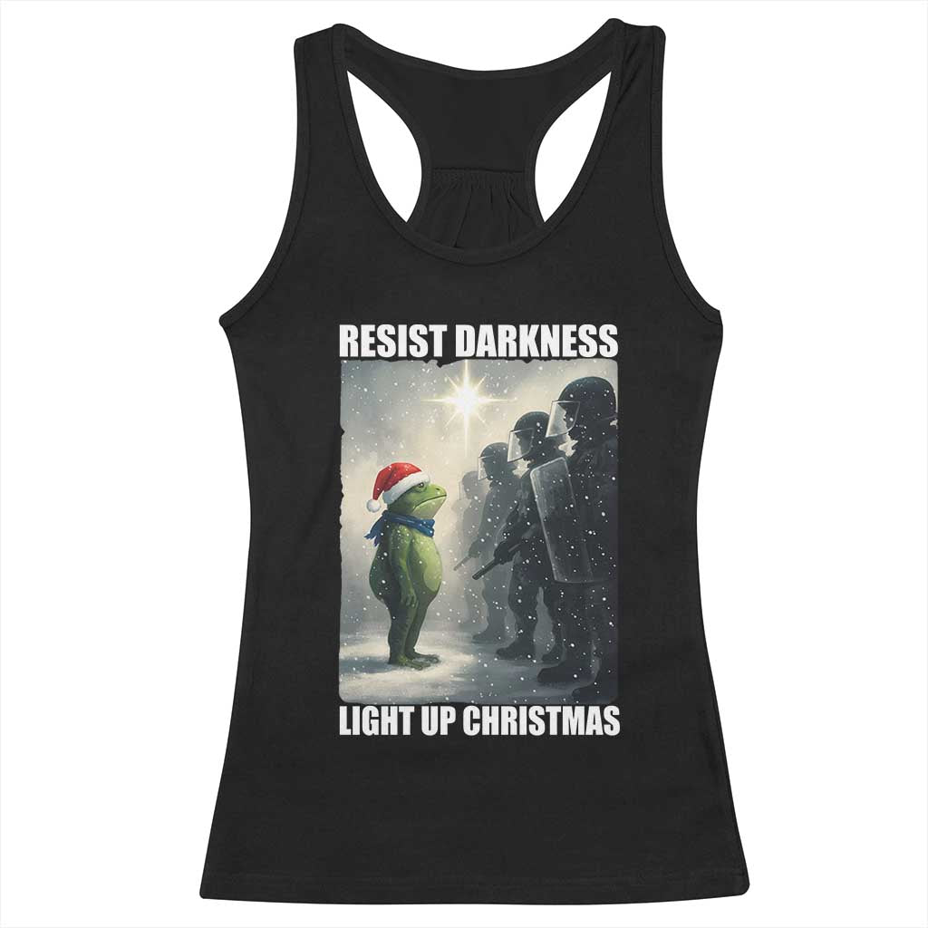 Resist Frog Christmas Racerback Tank Top Funny Portland Protest ICE Activist Meme - Wonder Print Shop