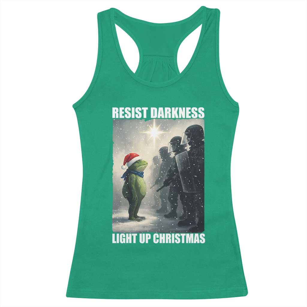 Resist Frog Christmas Racerback Tank Top Funny Portland Protest ICE Activist Meme - Wonder Print Shop