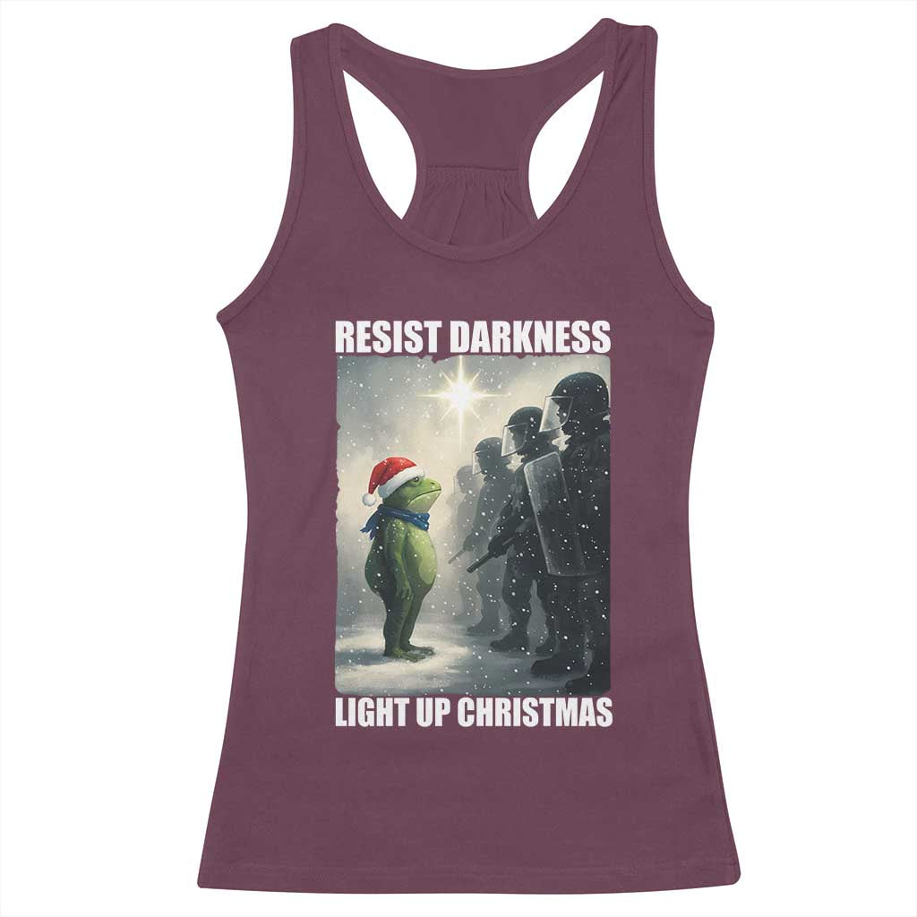 Resist Frog Christmas Racerback Tank Top Funny Portland Protest ICE Activist Meme - Wonder Print Shop