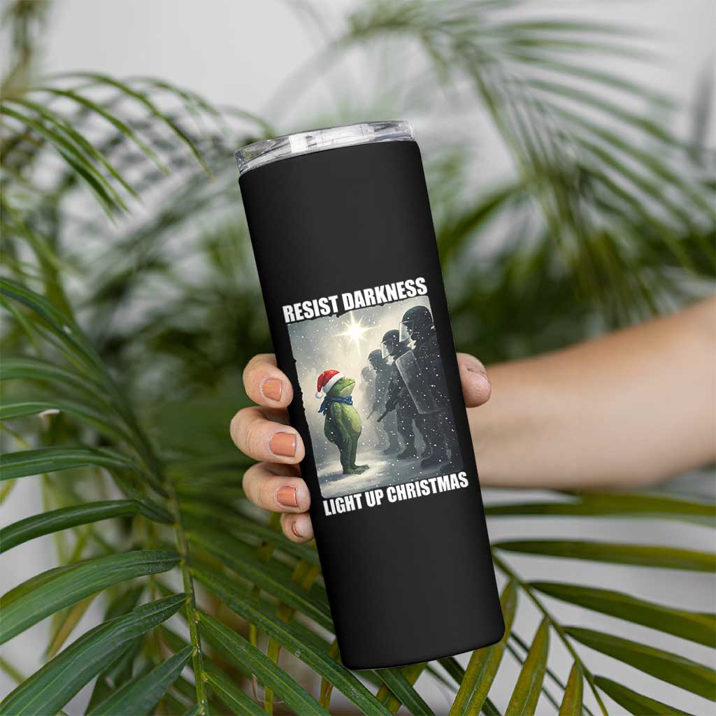 Resist Frog Christmas Skinny Tumbler Funny Portland Protest ICE Activist Meme - Wonder Print Shop