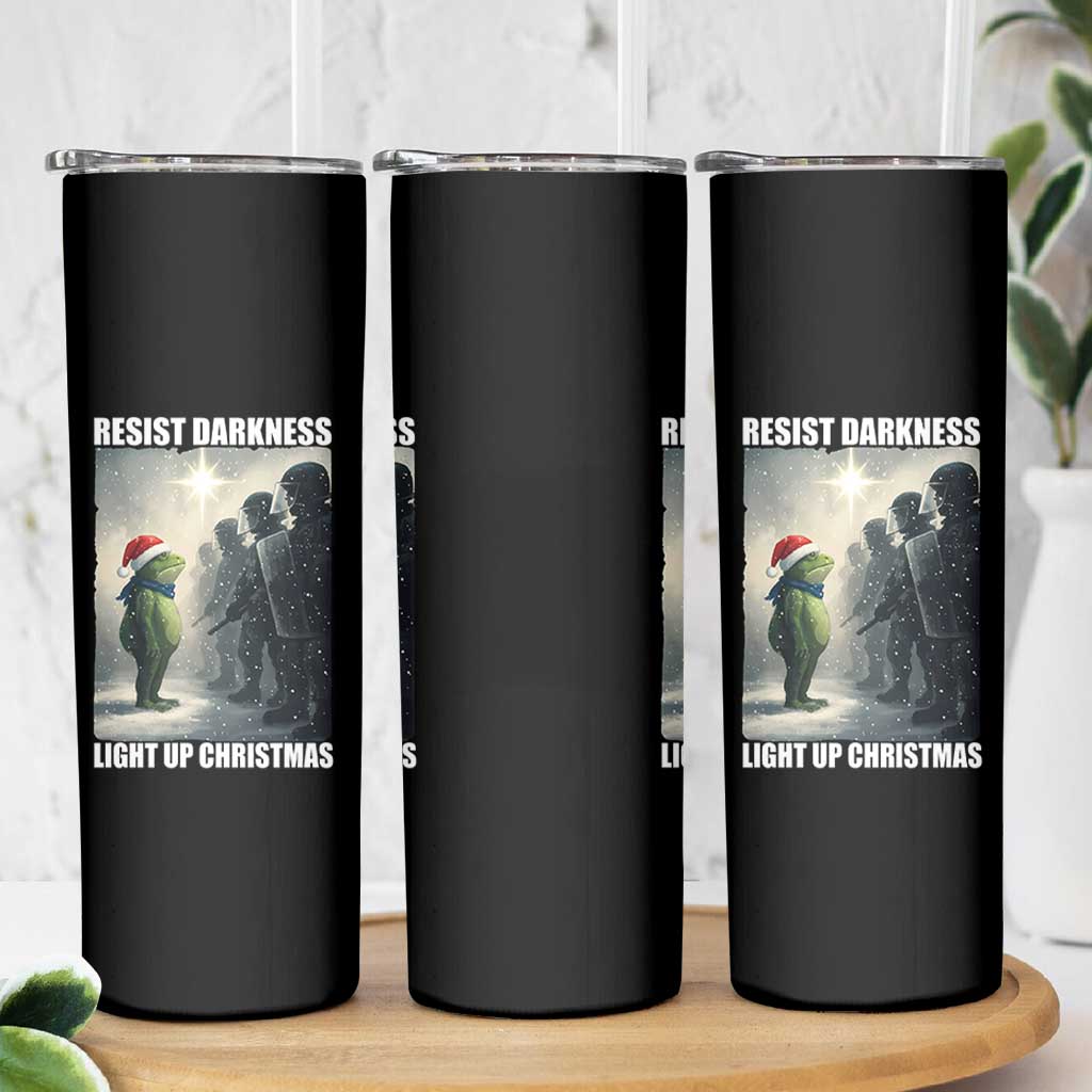 Resist Frog Christmas Skinny Tumbler Funny Portland Protest ICE Activist Meme - Wonder Print Shop
