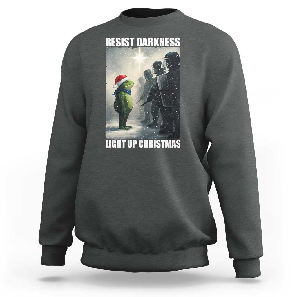 Resist Frog Christmas Sweatshirt Funny Portland Protest ICE Activist Meme - Wonder Print Shop