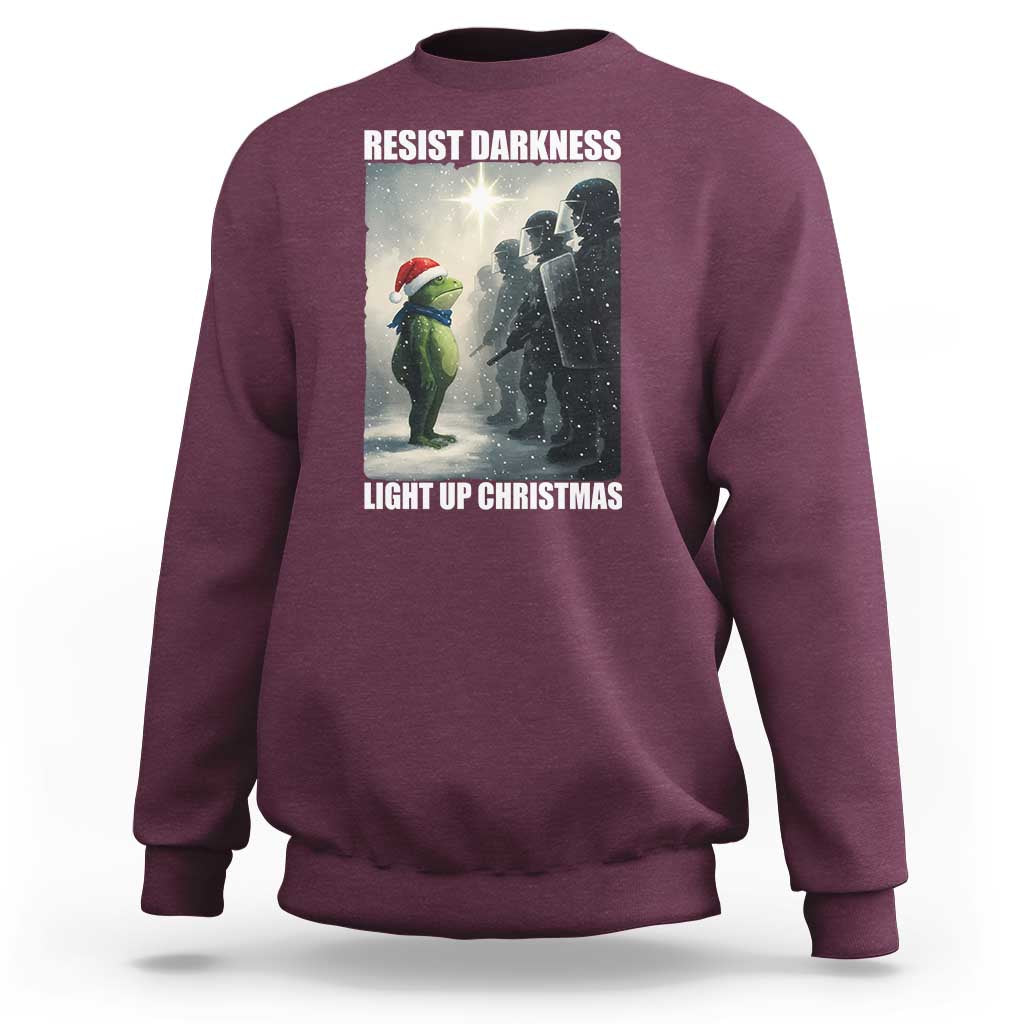 Resist Frog Christmas Sweatshirt Funny Portland Protest ICE Activist Meme - Wonder Print Shop