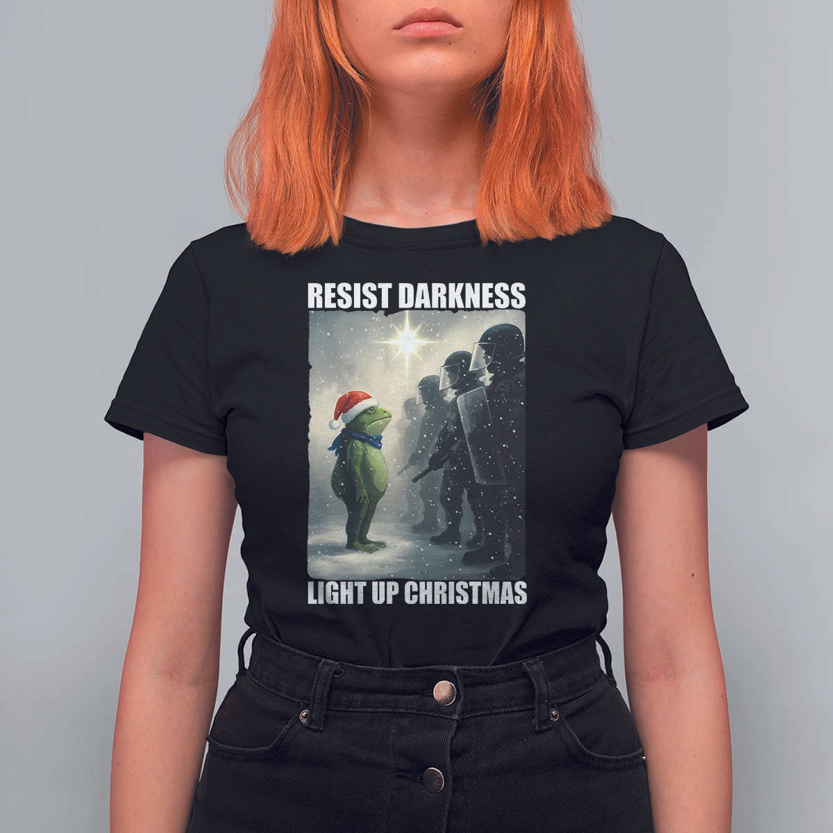 Resist Frog Christmas T Shirt For Women Funny Portland Protest ICE Activist Meme - Wonder Print Shop