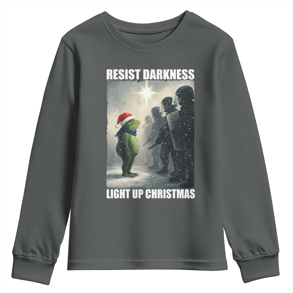 Resist Frog Christmas Youth Sweatshirt Funny Portland Protest ICE Activist Meme - Wonder Print Shop