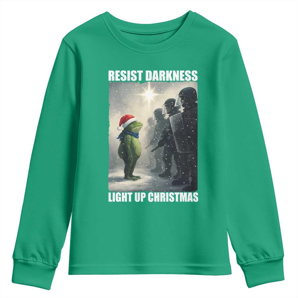 Resist Frog Christmas Youth Sweatshirt Funny Portland Protest ICE Activist Meme - Wonder Print Shop