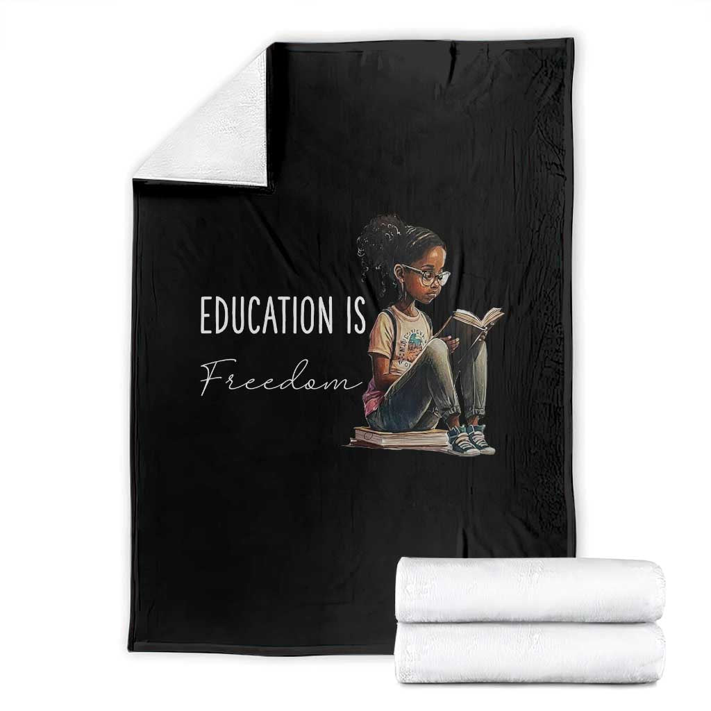Education Freedom Throw Blanket Black Teacher Books - Wonder Print Shop