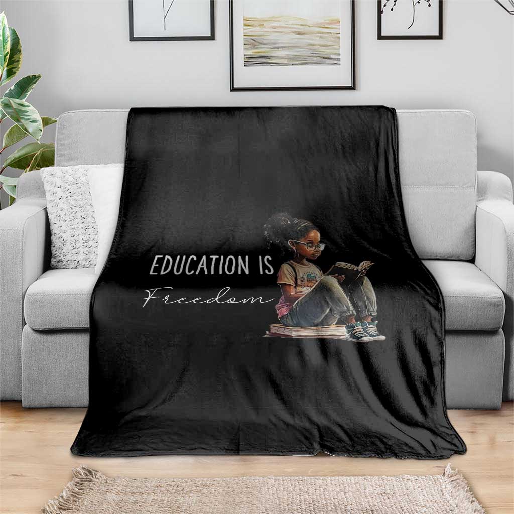 Education Freedom Throw Blanket Black Teacher Books - Wonder Print Shop
