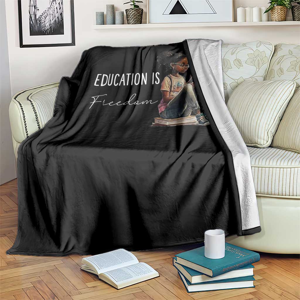 Education Freedom Throw Blanket Black Teacher Books - Wonder Print Shop