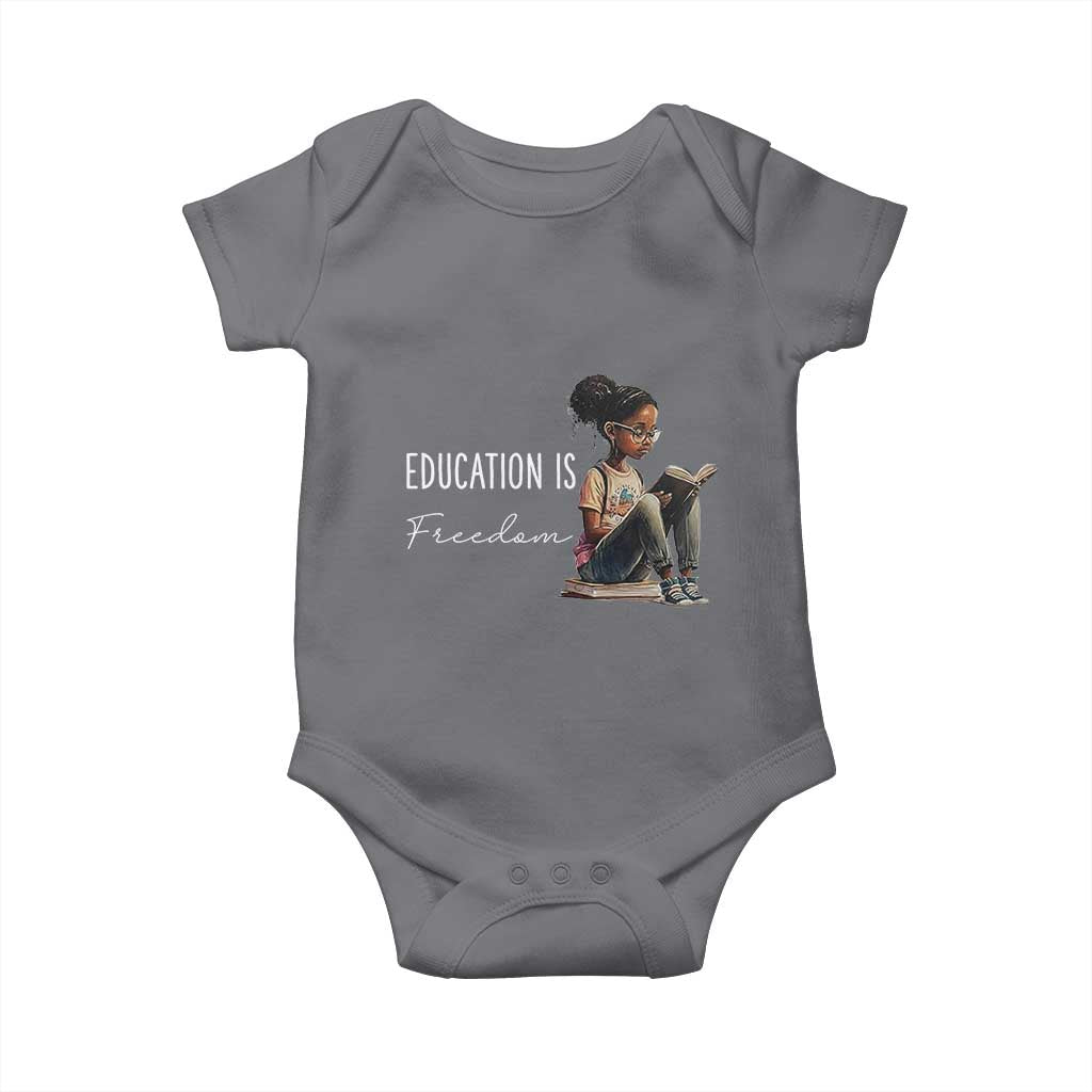 Education Freedom Baby Onesie Black Teacher Books - Wonder Print Shop