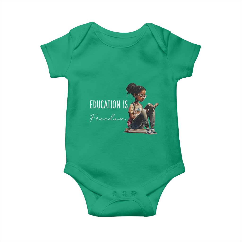Education Freedom Baby Onesie Black Teacher Books - Wonder Print Shop