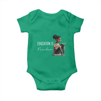 Education Freedom Baby Onesie Black Teacher Books - Wonder Print Shop