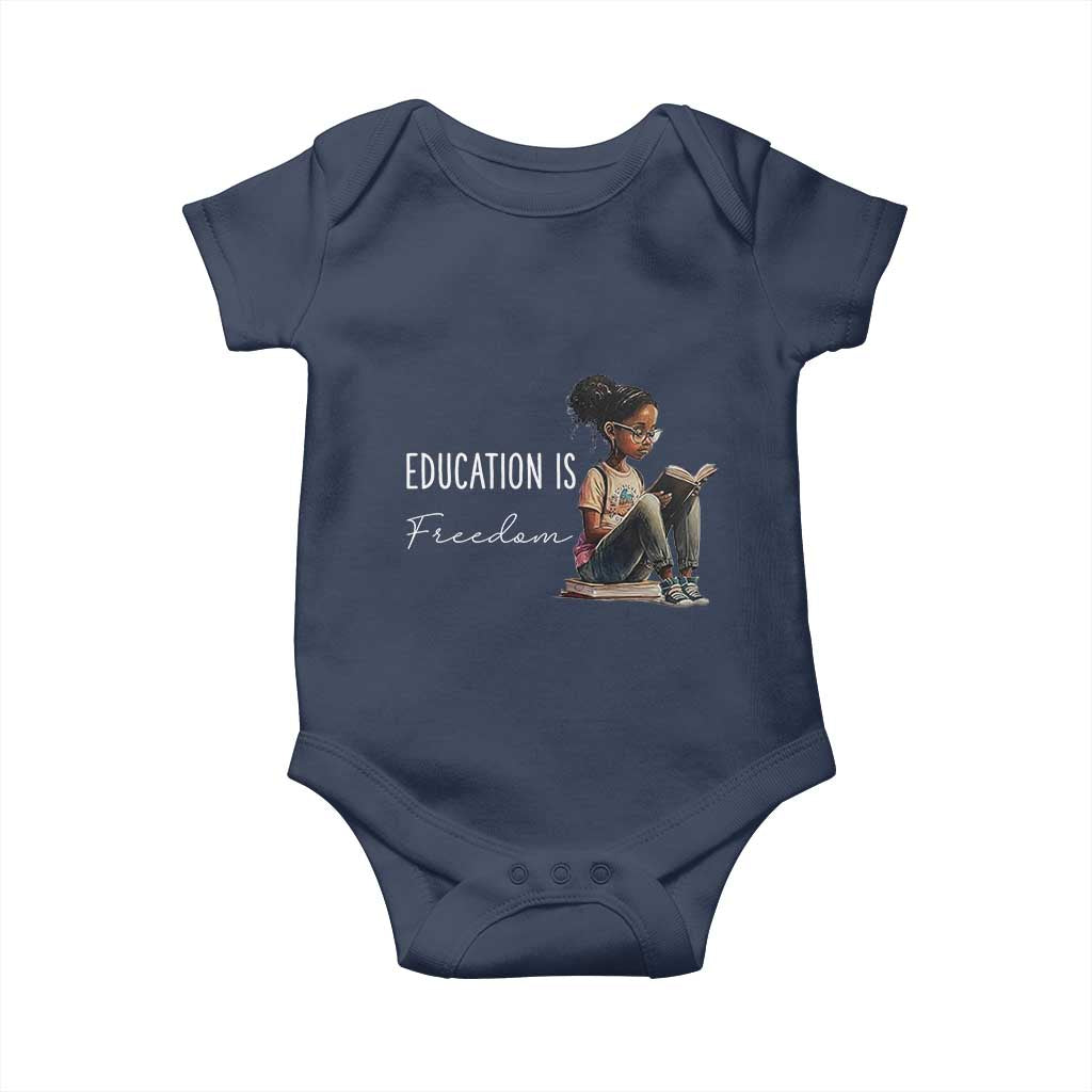 Education Freedom Baby Onesie Black Teacher Books - Wonder Print Shop
