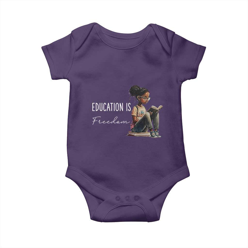Education Freedom Baby Onesie Black Teacher Books - Wonder Print Shop
