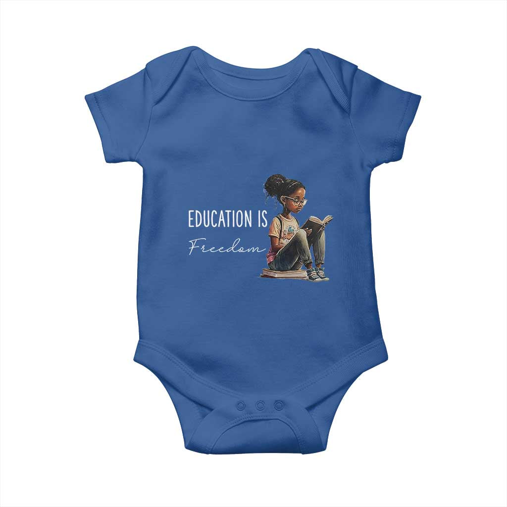 Education Freedom Baby Onesie Black Teacher Books - Wonder Print Shop