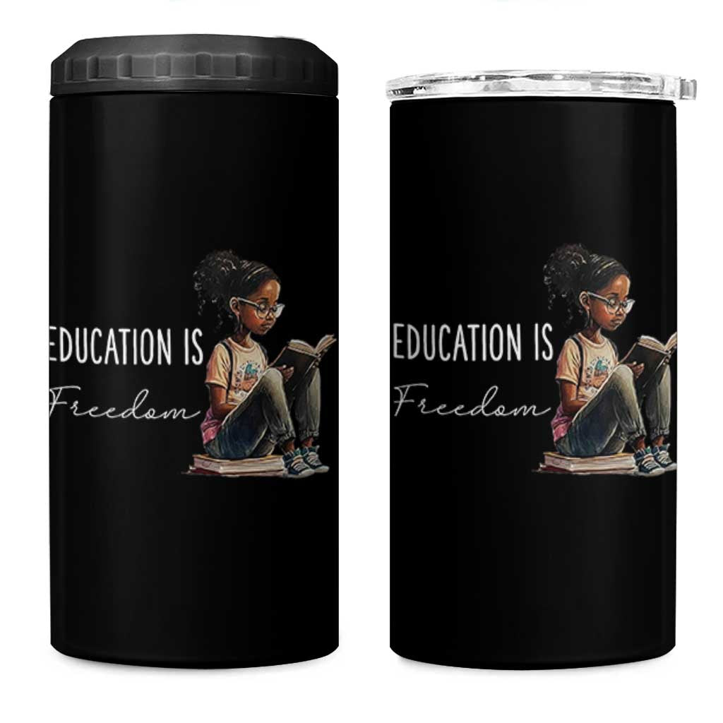 Education Freedom 4 in 1 Can Cooler Tumbler Black Teacher Books - Wonder Print Shop