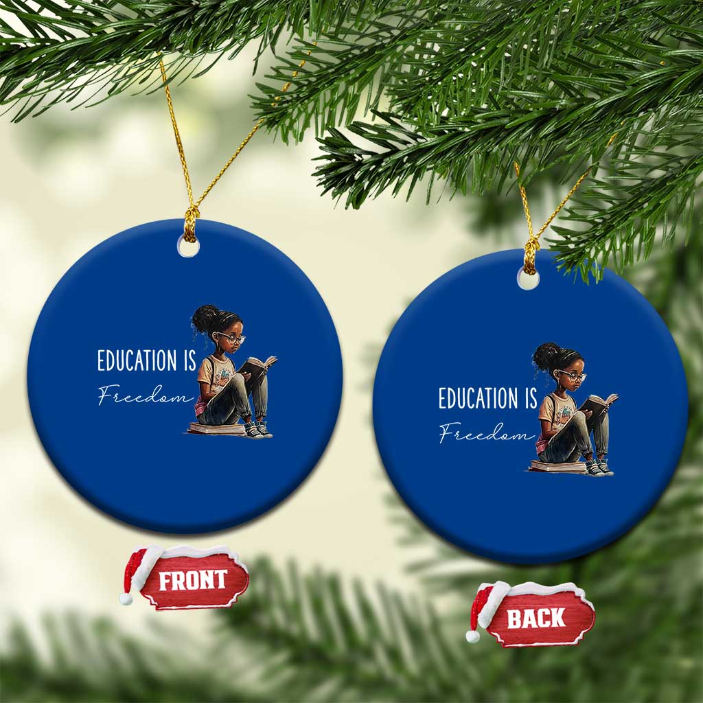 Education Freedom Ceramic Ornament Black Teacher Books - Wonder Print Shop