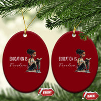 Education Freedom Ceramic Ornament Black Teacher Books - Wonder Print Shop