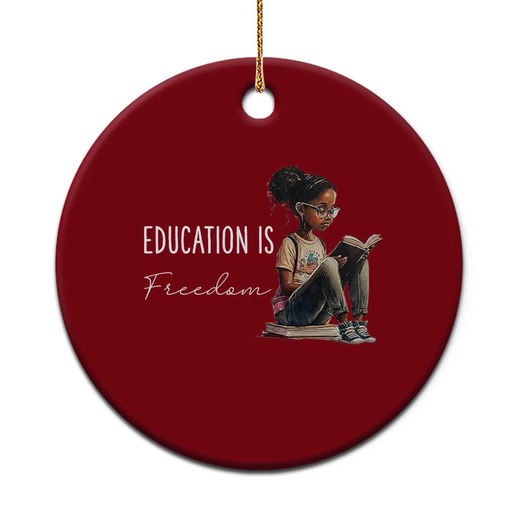 Education Freedom Ceramic Ornament Black Teacher Books - Wonder Print Shop
