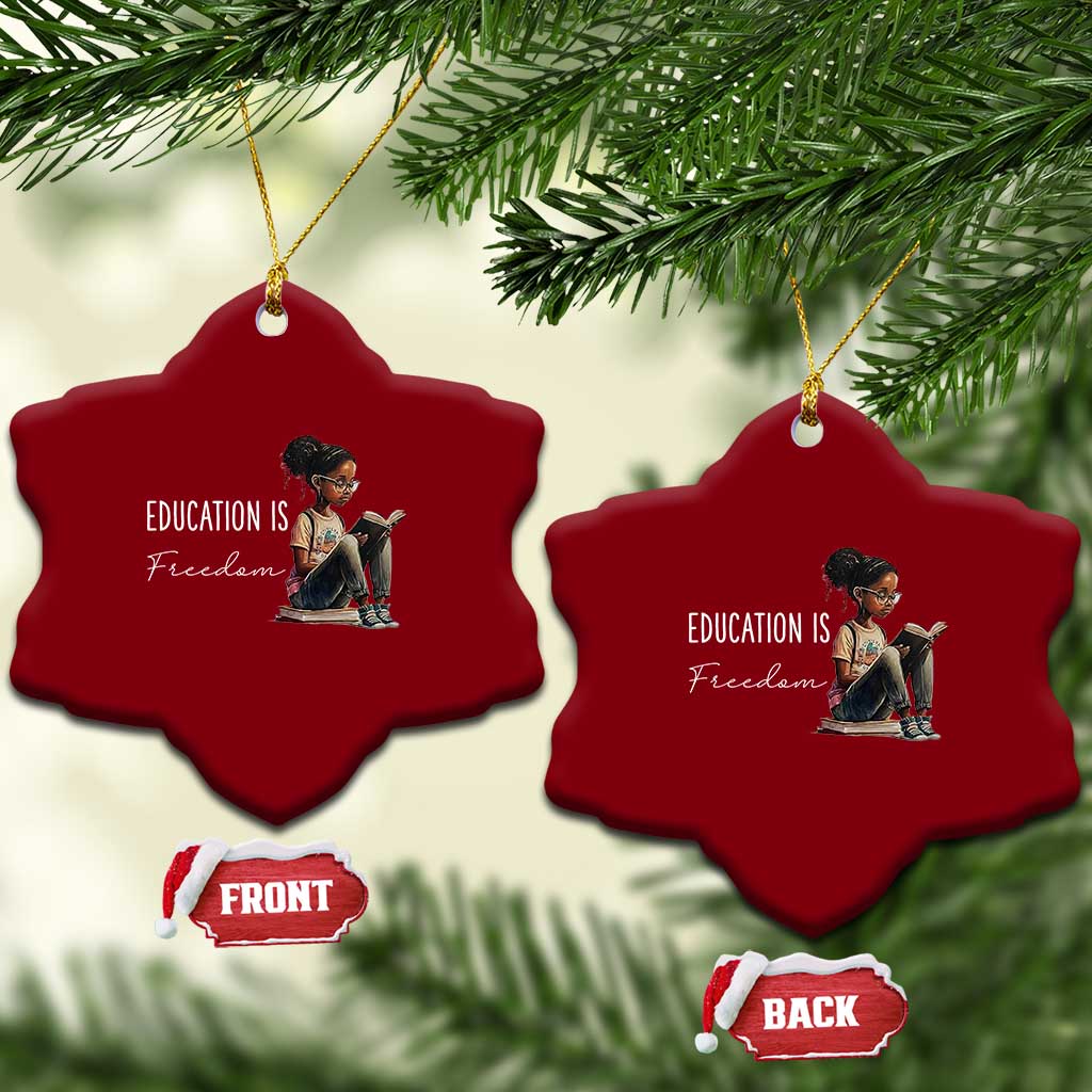 Education Freedom Ceramic Ornament Black Teacher Books - Wonder Print Shop