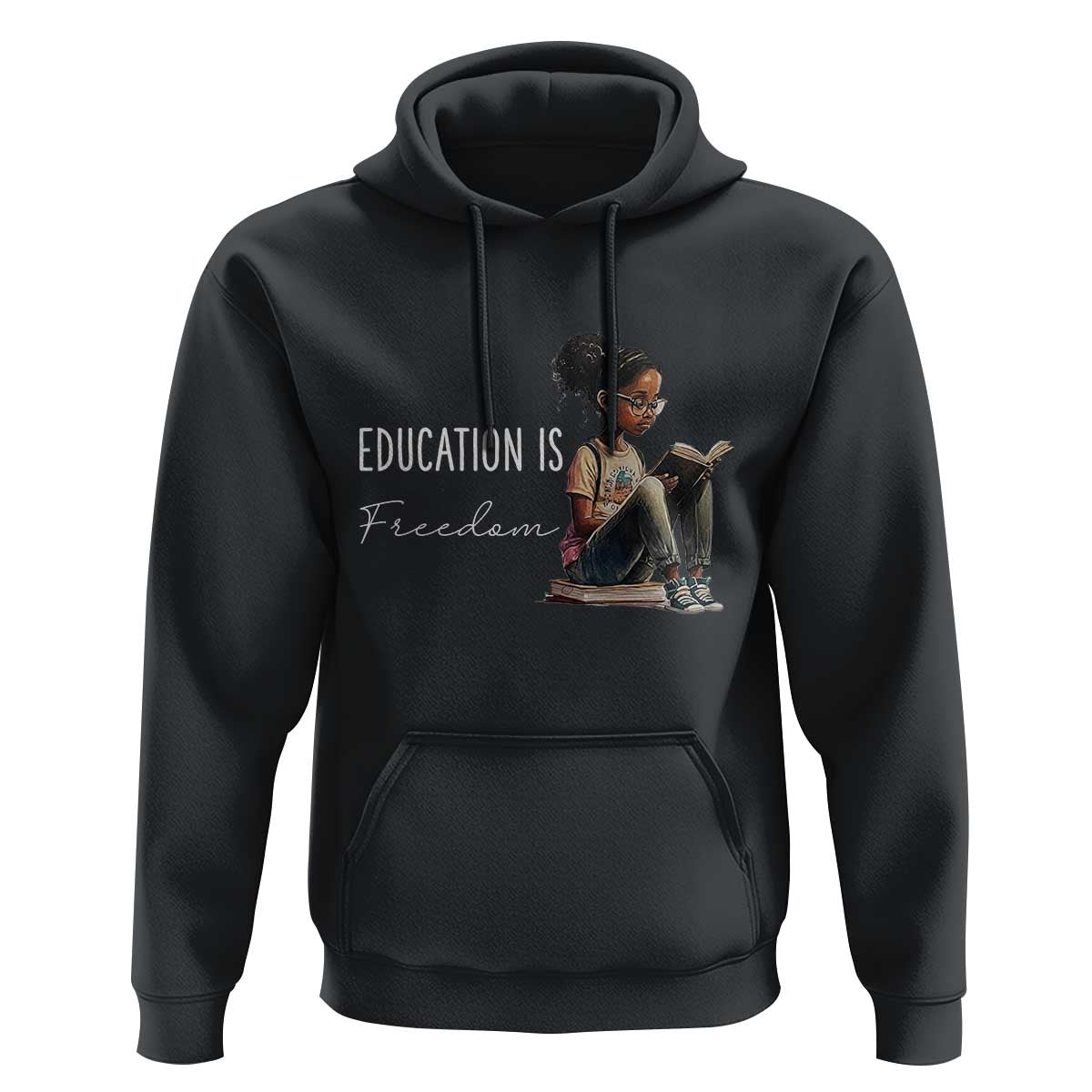 Education Freedom Hoodie Black Teacher Books - Wonder Print Shop